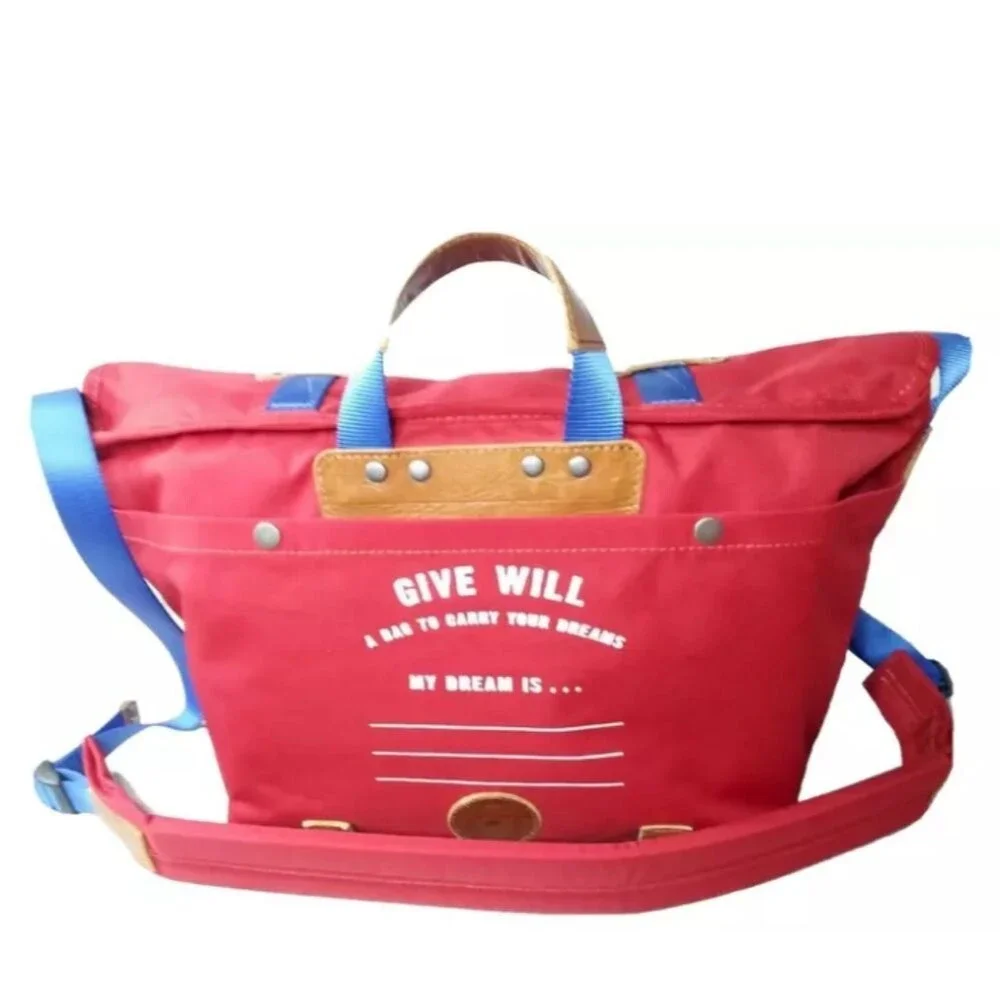 Will Leather Goods Canvas Messenger Bag Leather Trim Red Shoulder Bag Dream Bag